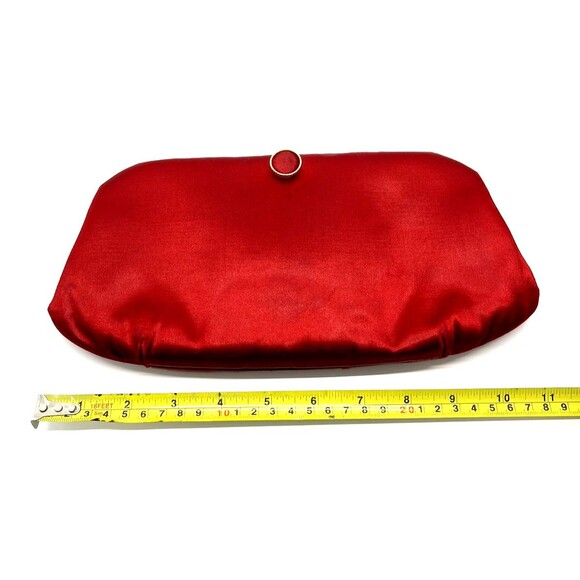 Vintage Saks Fifth Avenue Red Scarlet Satin Gorgeous Clutch Handbag Purse - Picture 16 of 16